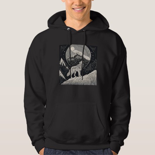 Night Wolf Howl - Moonlight & Forest esthetiek Hoodie (Voorkant)