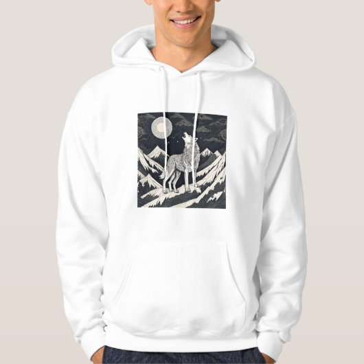 Night Wolf Howl - Moonlight & Forest esthetiek Hoodie (Voorkant)