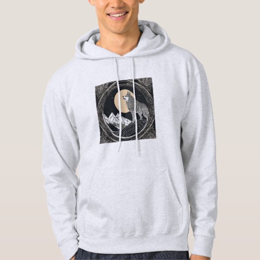 Night Wolf Howl - Moonlight & Forest esthetiek Hoodie (Voorkant)