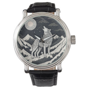 Night Wolf Howl - Moonlight & Forest esthetiek Horloge