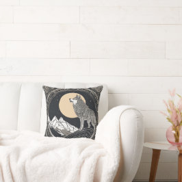 Night Wolf Howl - Moonlight & Forest esthetiek Kussen