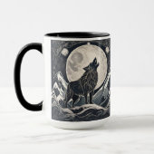 Night Wolf Howl - Moonlight & Forest esthetiek Mok (Links)