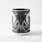 Night Wolf Howl - Moonlight & Forest esthetiek Mok (Midden)