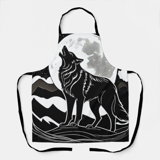 Night Wolf Silhouette Design Schort (Voorkant)