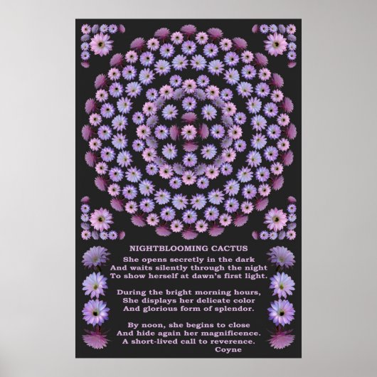 NIGHTBLOOM MANDALA 3 MET POEM POSTER (Voorkant)