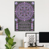 Nightblooming Mandala 5 met gedicht Poster (Thuiskantoor)