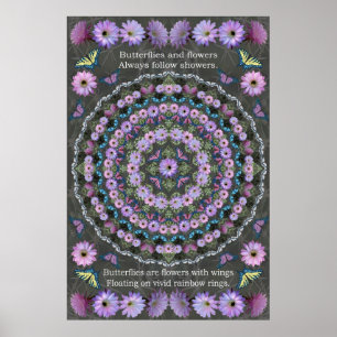 Nightblooming Mandala met Butterflies Poster