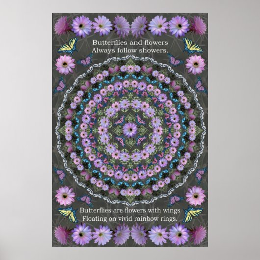 Nightblooming Mandala met Butterflies Poster (Voorkant)
