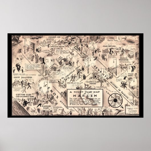 Nightclub Map of Harlem - Poster 1932 (Voorkant)