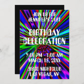 Nightclub Neon Explosion 21st Birthday Kaart (Voorkant / Achterkant)