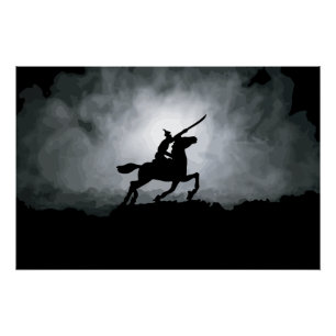 Nightfall Triumph: Knight in Fog Perfect Poster