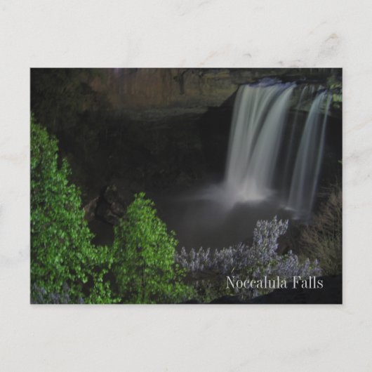"Nightfall/Waterfall" — Noccalula-Herfsten Briefkaart (Voorkant)