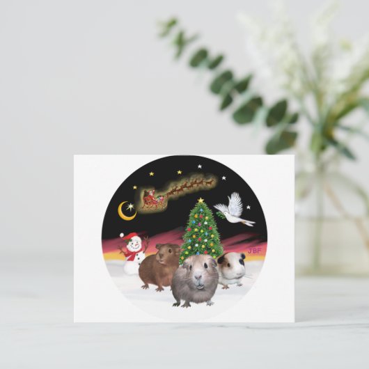 NightFlight - 3 cavia's Briefkaart (Staand voorkant)