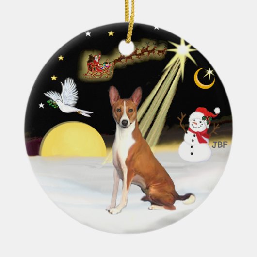 NightFlight- Basenji Keramisch Ornament (Voorkant)