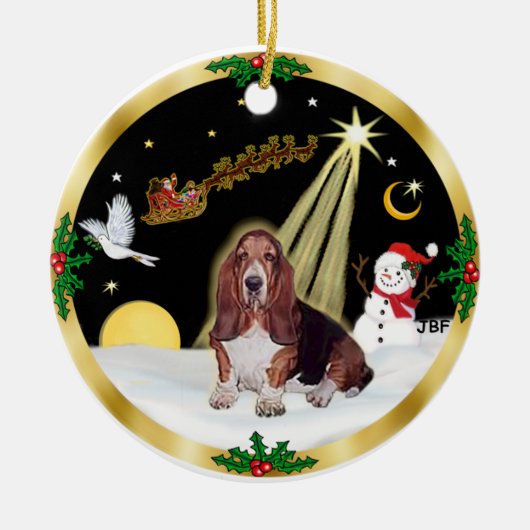 NightFlight - Basset Hound Keramisch Ornament (Voorkant)