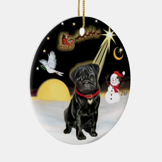 NightFlight- Black Pug (#13) Keramisch Ornament (Rechts)
