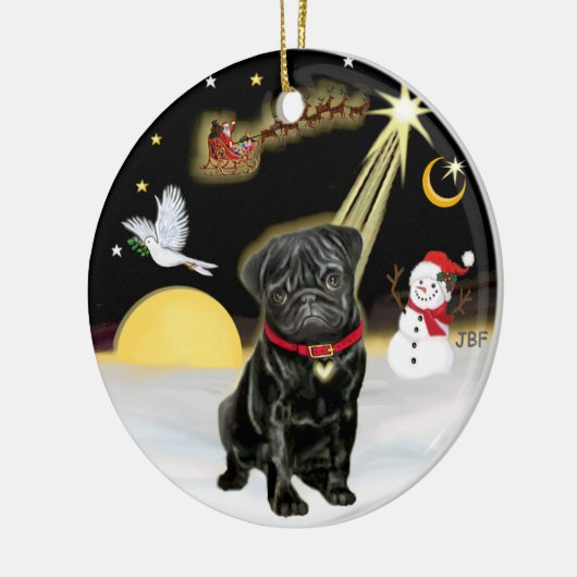 NightFlight- Black Pug (#13) Keramisch Ornament (Links)