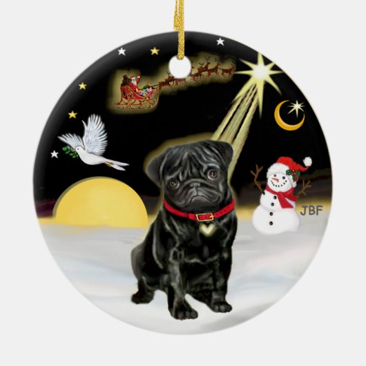 NightFlight- Black Pug (#13) Keramisch Ornament (Achterkant)