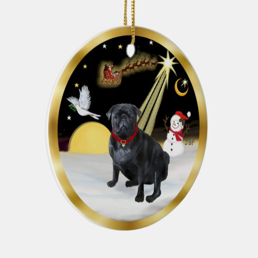NightFlight - Black Pug (K) Keramisch Ornament (Rechts)