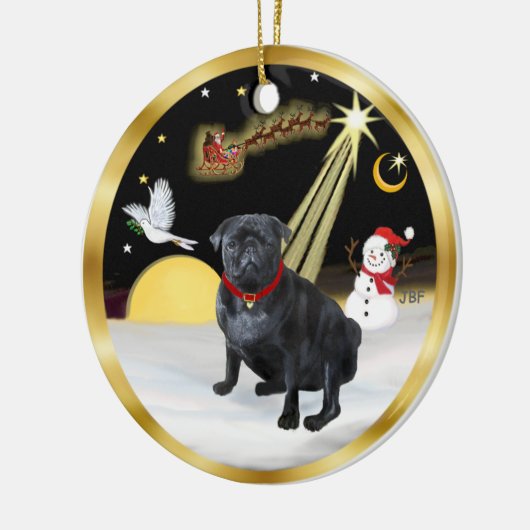 NightFlight - Black Pug (K) Keramisch Ornament (Links)