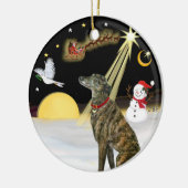 NightFlight-  Brindle Greyhound Keramisch Ornament (Links)