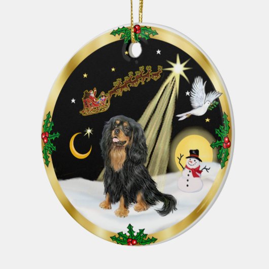 NightFlight - Cavalier King Charles (zwart-bruin) Keramisch Ornament (Links)
