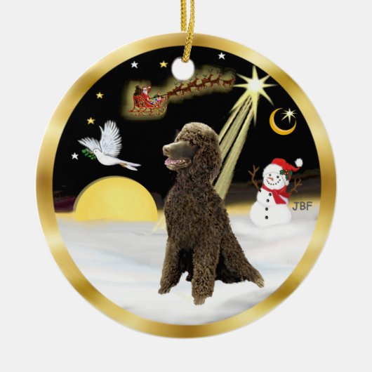 NightFlight- Chocolade Standaardpoedel Keramisch Ornament (Voorkant)