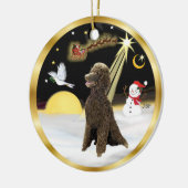NightFlight- Chocolade Standaardpoedel Keramisch Ornament (Links)