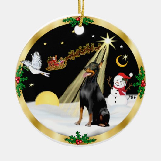 NightFlight- Dobermann Pincher Keramisch Ornament (Voorkant)