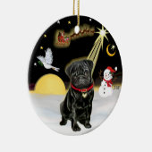 NightFlight- Zwarte Pug (#13) Keramisch Ornament (Rechts)