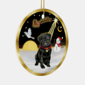 NightFlight- Zwarte Pug (#13) Keramisch Ornament (Rechts)