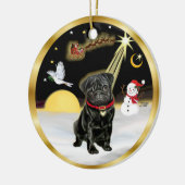 NightFlight- Zwarte Pug (#13) Keramisch Ornament (Links)