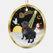 NightFlight- Zwarte Pug (K) Keramisch Ornament (Links)