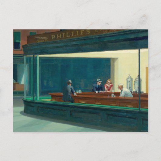 Nighthawks 1942 beroemd gemaakt door Edward Hopper Briefkaart (Voorkant)