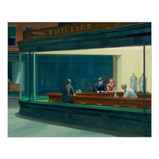 Nighthawks 1942 beroemd gemaakt door Edward Hopper Perfect Poster (Voorkant)