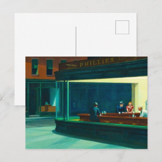 Nighthawks, 1942, ingediend door Edward Hopper Briefkaart (Voorkant / Achterkant)