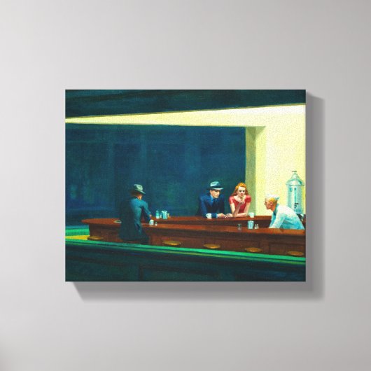 Nighthawks, 1942, ingediend door Edward Hopper Canvas Afdruk (Voorkant)