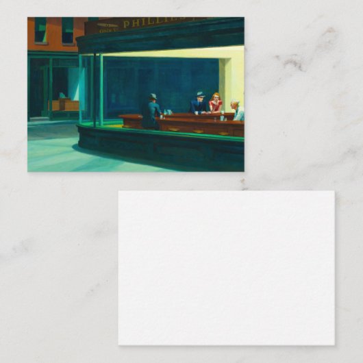 Nighthawks, 1942, ingediend door Edward Hopper Notitiekaartje (Voorkant / Achterkant)