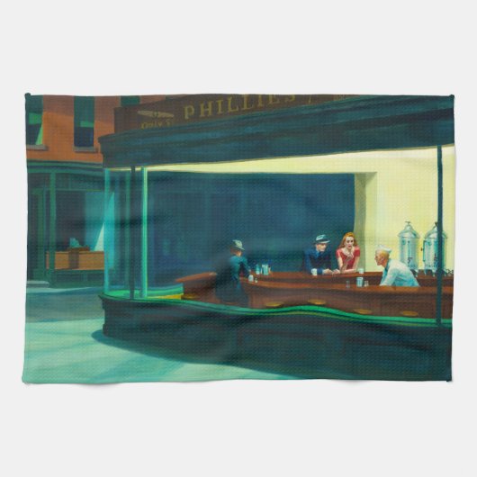 Nighthawks, 1942, ingediend door Edward Hopper Theedoek (Horizontaal)