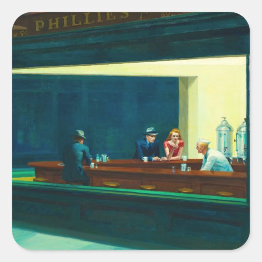 Nighthawks, 1942, ingediend door Edward Hopper Vierkante Sticker (Voorkant)