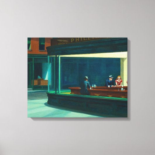 Nighthawks Edward Hopper Canvas Afdruk (Voorkant)
