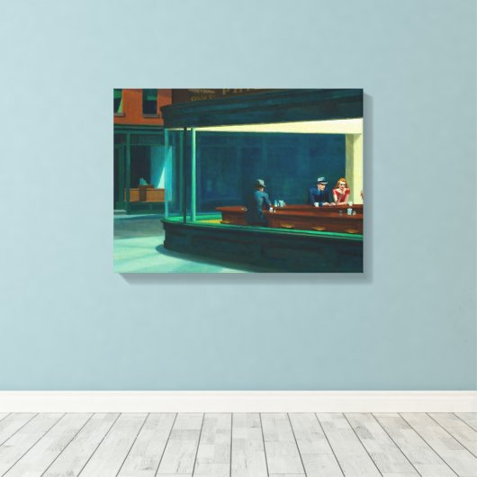 Nighthawks Edward Hopper Canvas Afdruk (Insitu (Houten vloer))