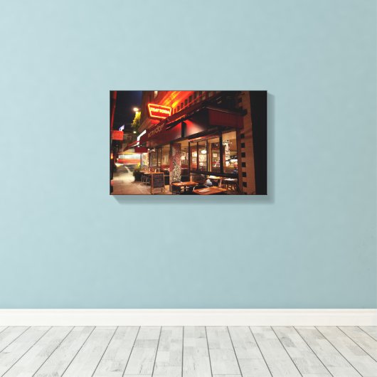 "Nighthawks" in San Francisco Canvas Afdruk (Insitu (Houten vloer))