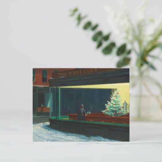 Nighthawks met Kerstmis Aankondigingskaart (Staand voorkant)