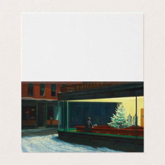 Nighthawks met Kerstmis Kaart (Buitenkant ongevouwen)