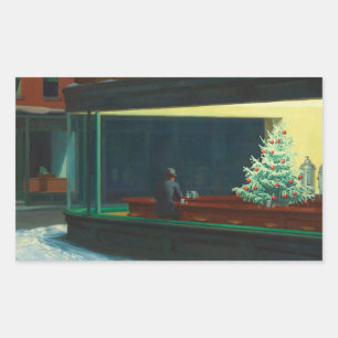 Nighthawks met Kerstmis Rechthoekige Sticker