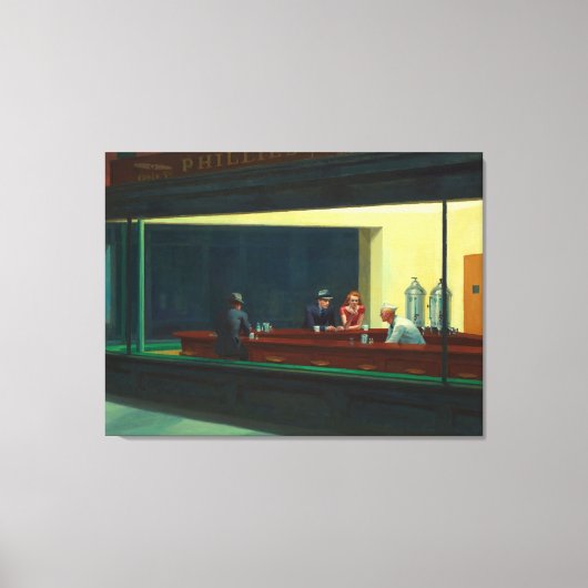 Nighthawks-schilderij van Edward Hopper Canvas Afdruk (Voorkant)
