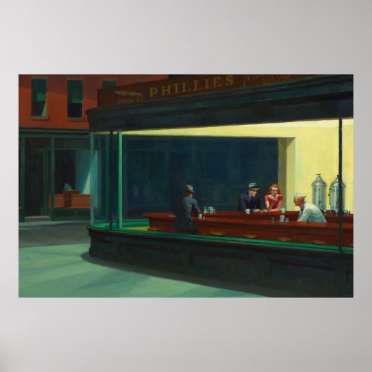 Nighthawks-schilderij van Edward Hopper Poster (Voorkant)