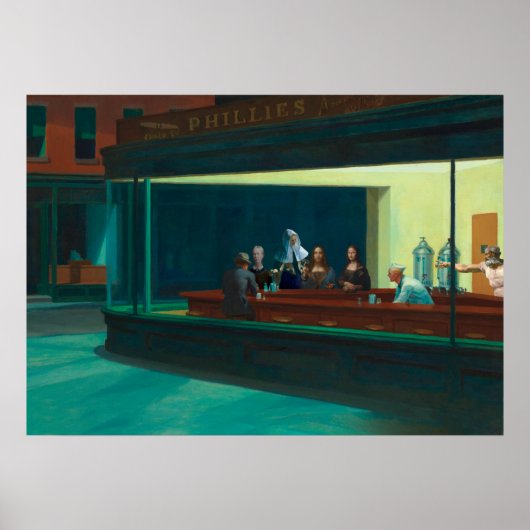 Nighthawks - Tijdreizenden - Edward Hopper Poster (Voorkant)