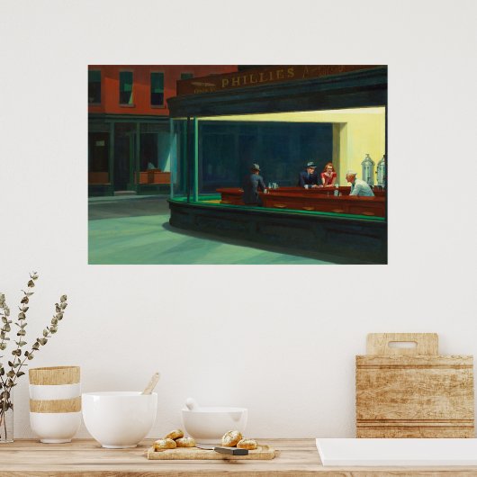 Nighthawks van Edward Hopper Poster (Keuken)